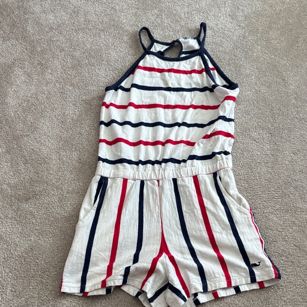 Striped Kids Romper with pockets